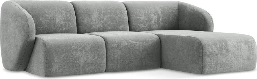 Colțar gri cu tapițerie din chenille (cu colț pe partea dreaptă/cu șezlong) Lani – Makamii