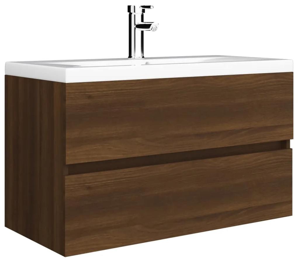 Dulap de chiuveta bazin incorporat stejar maro lemn prelucrat Stejar brun, 80 x 38.5 x 45 cm
