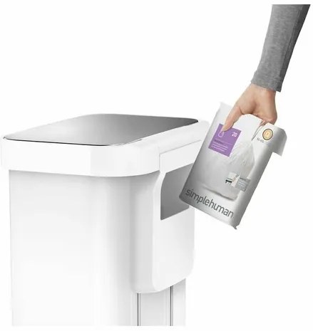 Simplehuman Coș de gunoi cu pedală 55 l, alb, 55 l
