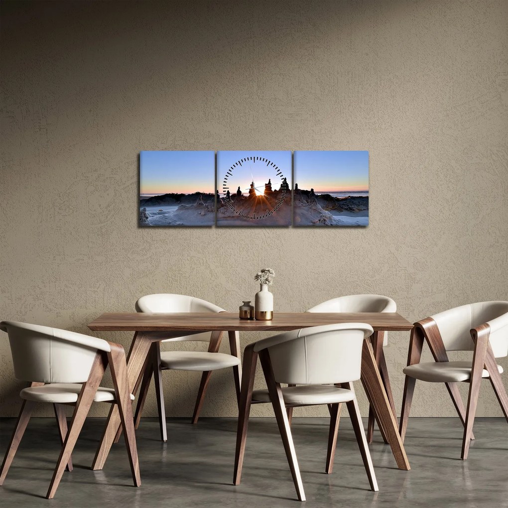 Tablou cu scenerie de nisip (cu ceas) (90x30 cm)