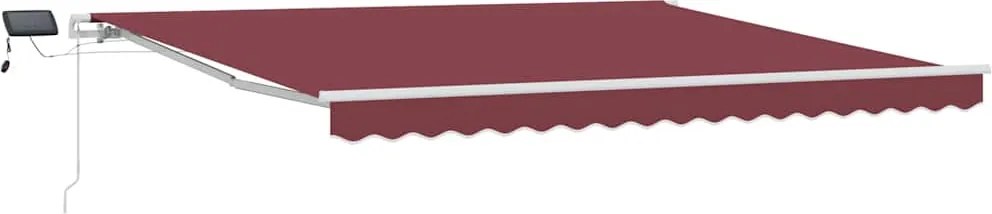 vidaXL Copertina retractabilă manual cu LED, vișiniu, 400x300 cm