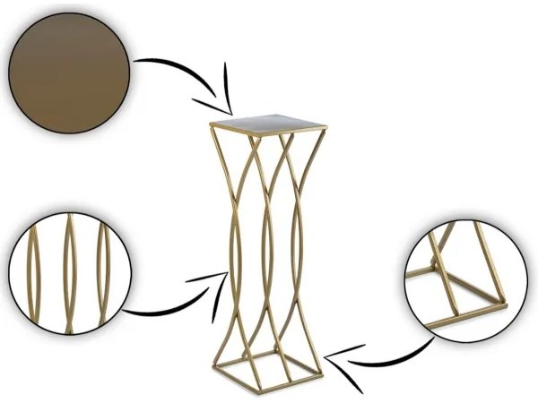 Suport pentru flori 75x23 cm, culoare aurie