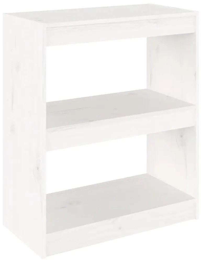 808159 vidaXL Bibliotecă/Separator cameră,alb,60x30x71,5 cm,lemn masiv de pin