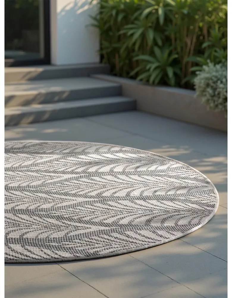 Covor pentru exterior și interior gri/fildeș rotund ø 160 cm Duet Liora – NORTHRUGS