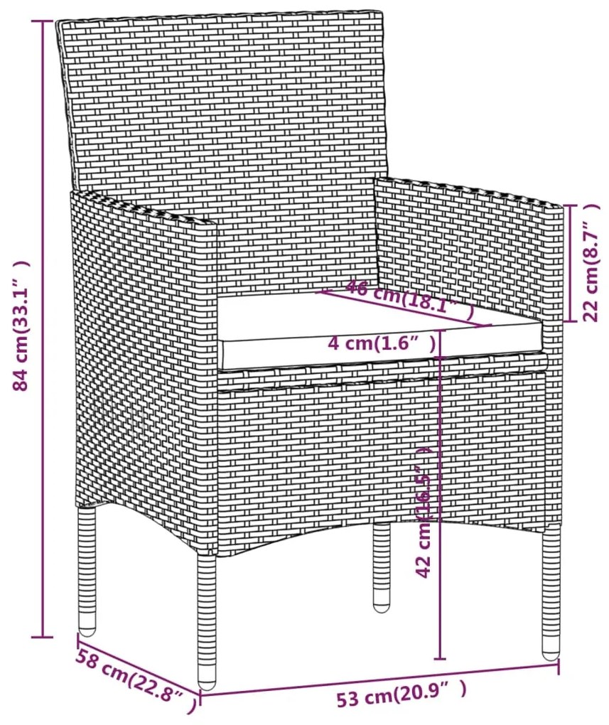 Set mobilier de gradina cu perne, 7 piese, bej si negru Bej si negru, Lungime masa 200 cm, 7