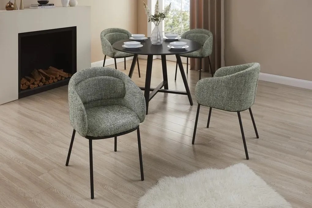 Scaun cu cotiere FLORENZ, material textil verde inchis