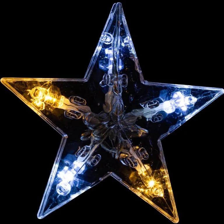 Perdea de Crăciun - 5 stele, 61 LED, alb cald/rece+controler
