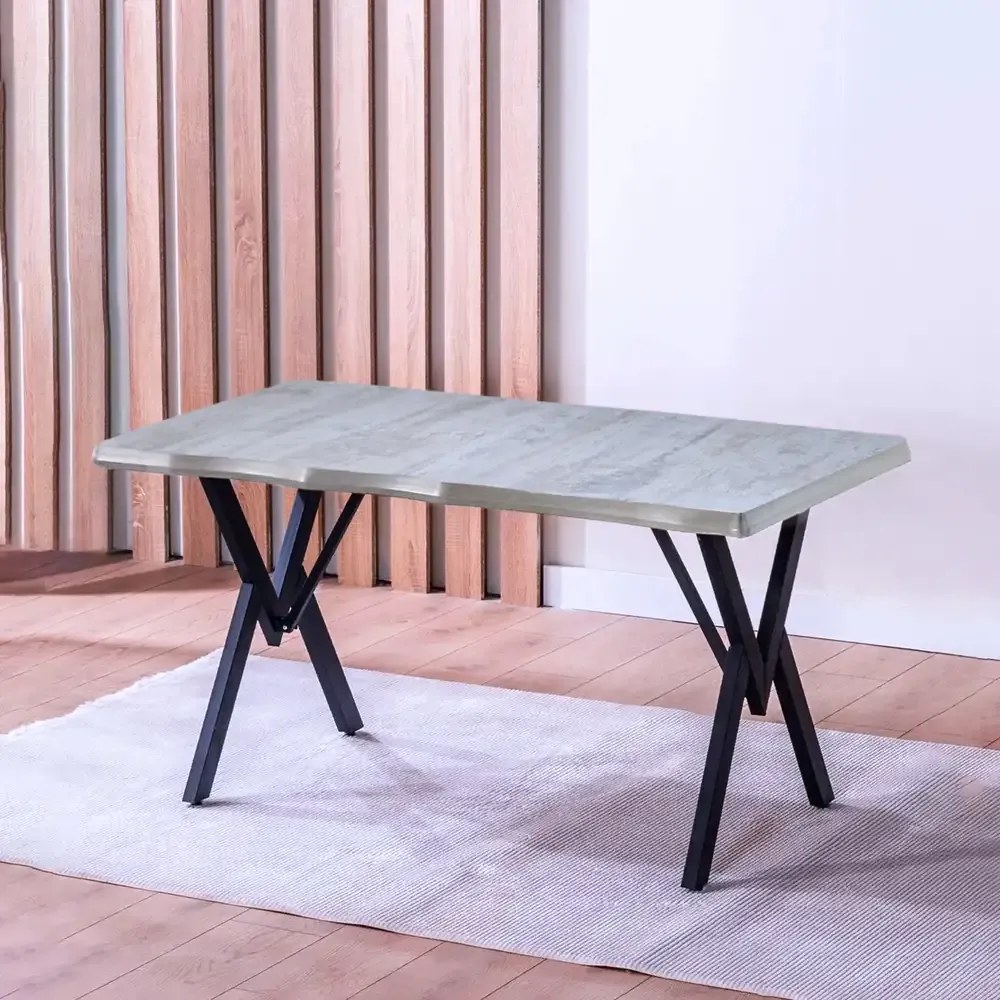 Set Masa Barton din MDF cu 4 Scaune  din metal,140 cm