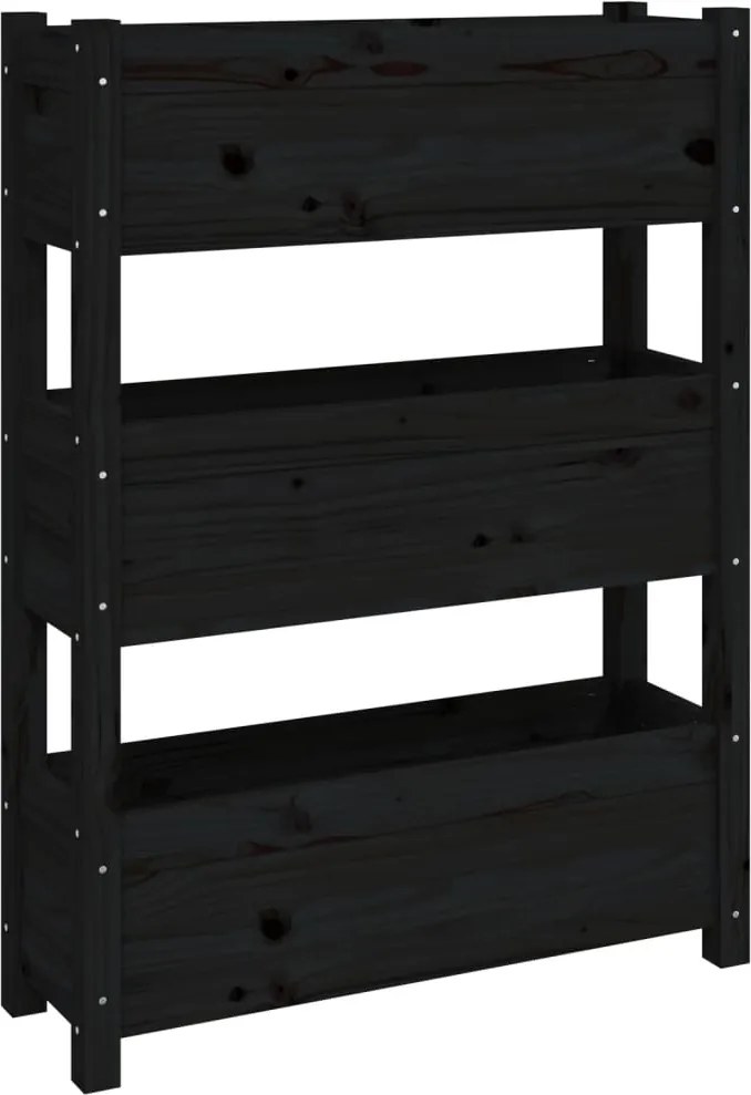 vidaXL Jardinieră, negru, 77 x 25 x 104,5 cm, lemn masiv de pin