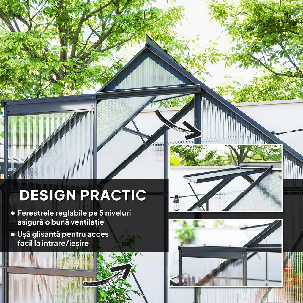 Outsunny Seră Walk-In din Policarbonat 192.5 x 131 cm | Aosom Romania