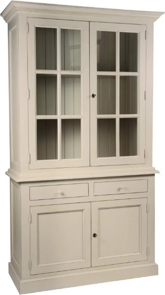 Bibliotecă lemn masiv Heritage 2 uși și 2 sertare, 129 × 48 × 222 cm