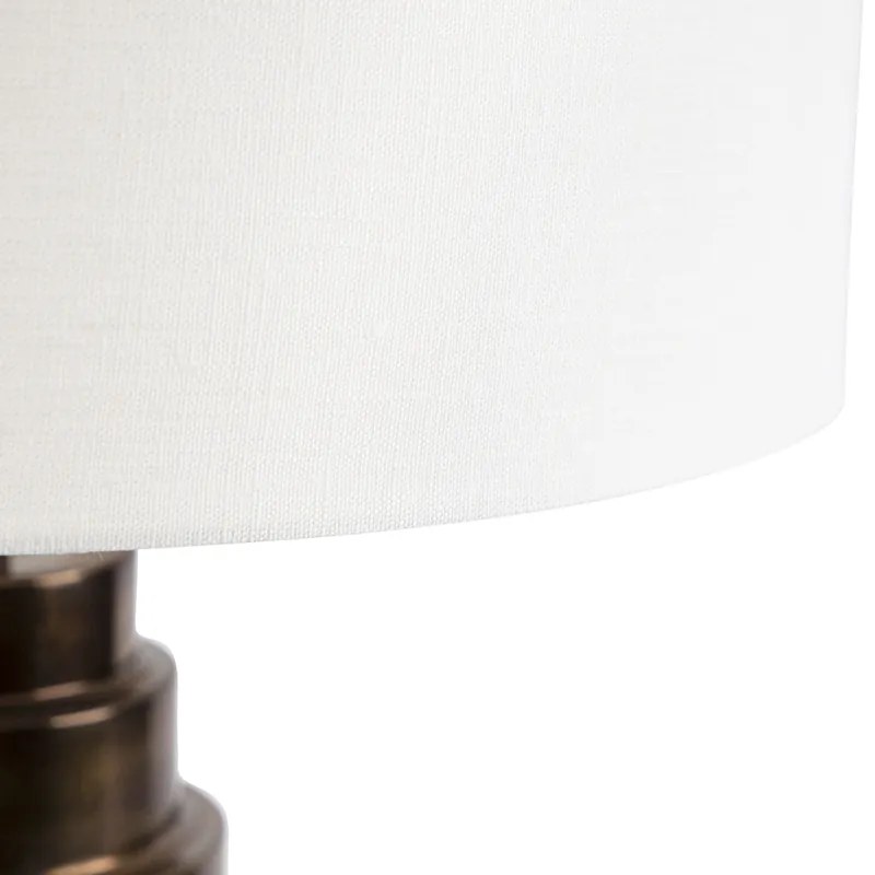 Lampă de masă Art Deco cu abajur alb 50 cm - Bruut