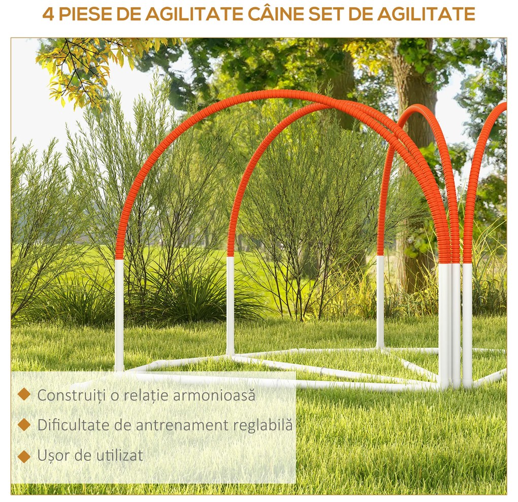 PawHut Kit de Antrenament cu Obstacole pentru Animale de Companie, Set Echipament de Agilitate pentru Câini, 89x69x99 cm, Portoccaliu | Aosom Romania