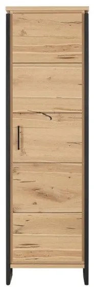 Dulap Reno Cu 1 Usa, Smoked Oak Furnir Din Lemn Masiv, 60 Cm