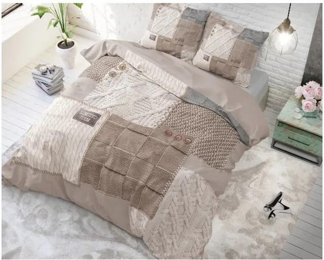 Lenjerie de pat din bumbac Sleeptime Knitted Home, 140 x 220 cm
