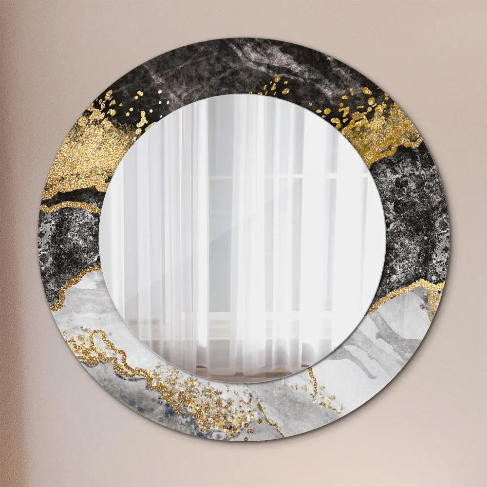 Oglinda rotunda decor perete Marmură și aur fi 50 cm
