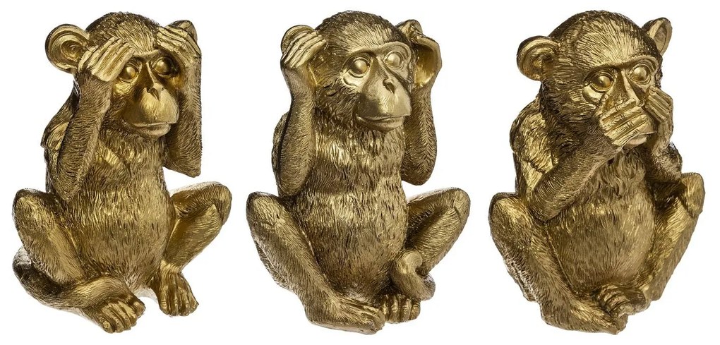 Trei maimuțe înțelepte, figurine din polirășină, înălțime de 17 cm