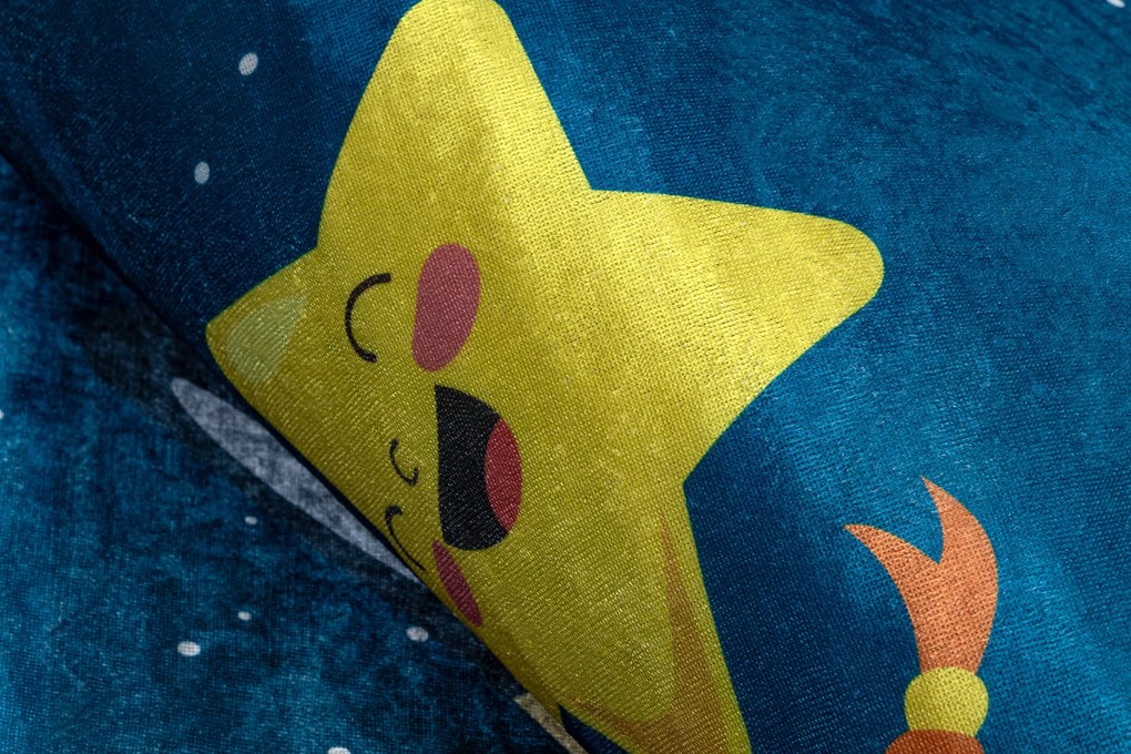 BAMBINO 42810 covor lavabil Rachetă, planete pentru copii anti-alunecare - albastru / maro