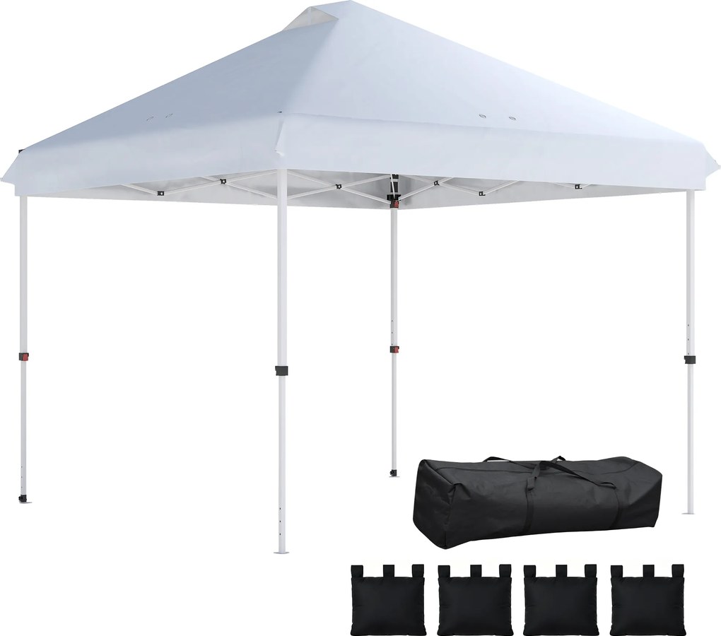 Outsunny Pavilon de grădină exterior 3x3 m, tonelă pliantă pop-up, roți, protecție solară UPF50+, înălțime reglabilă, alb | Aosom Romania