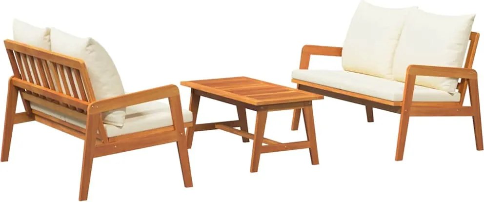vidaXL Set bistro cu pernă 3 pcs Maro Lemn Solid de Acacia
