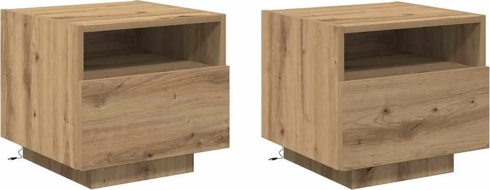 vidaXL Dulap de noapte 2 pcs Stejar Artizanal 40 x 39 x 37 cm