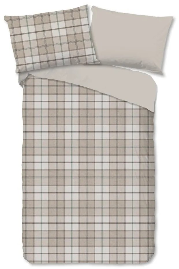 Lenjerie de pat maro deschis din flanelă pentru pat de o persoană 140x200 cm Bernardus – Good Morning