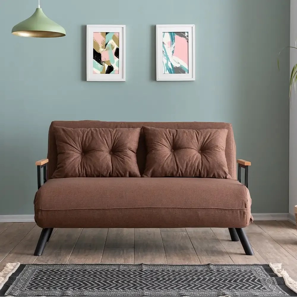 Canapea extensibilă 2 locuri living 133x175 cm – stofă, nuanța maro – Seda
