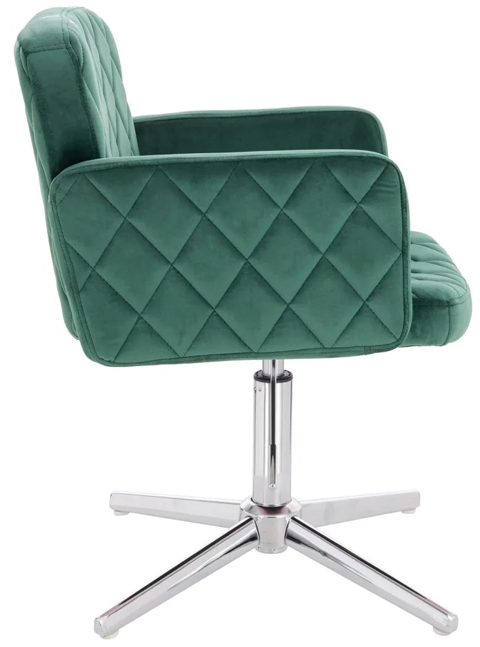 HR802CROSS Scaun Verde din Catifea cu Bază Cromata