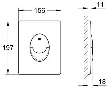 GROHE 38505P00 - Placă de acționare SKATE AIR 156 × 197 mm crom mat