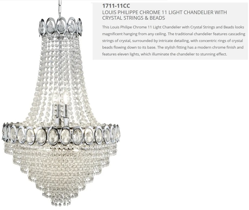 Lustra cristal casa scarii design LUX Louis Philippe 11L 1711-11CC SRT