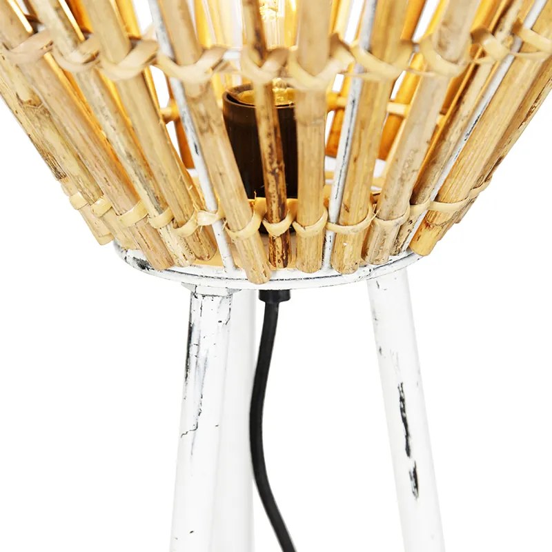 Lampă de podea rustică cu trepied din bambus alb - Canna Diamond