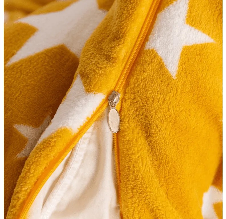 Lenjerie cocolino STARS galben-portocaliu Dimensiune lenjerie de pat: 70 x 90 cm | 140 x 200 cm