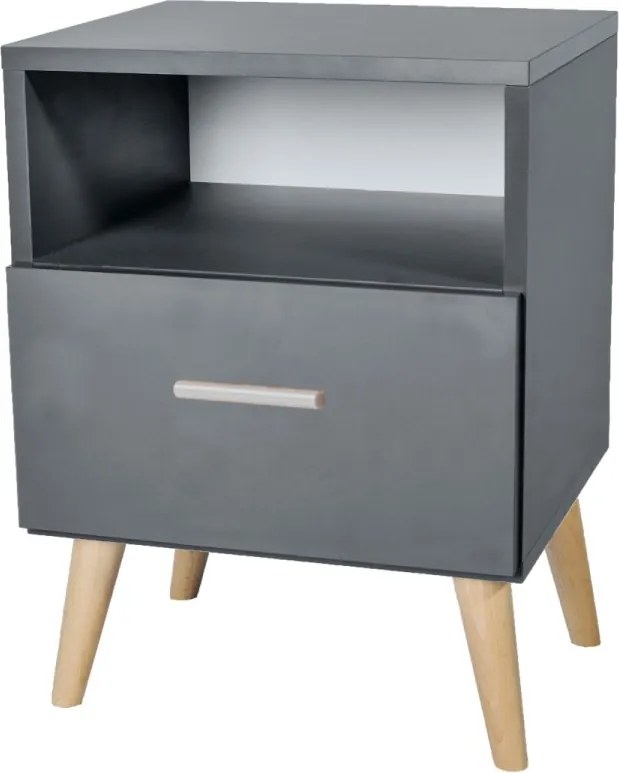 Noptiera cu sertar, 40x53x37 cm, Logan, ADRK Furniture (Culoare: Alb)