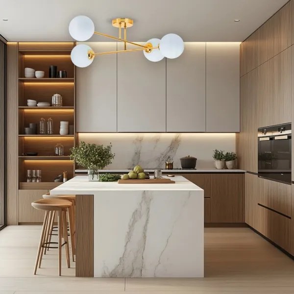 Lustră pe tijă 4xE27/35W/230V d. 70 cm auriu