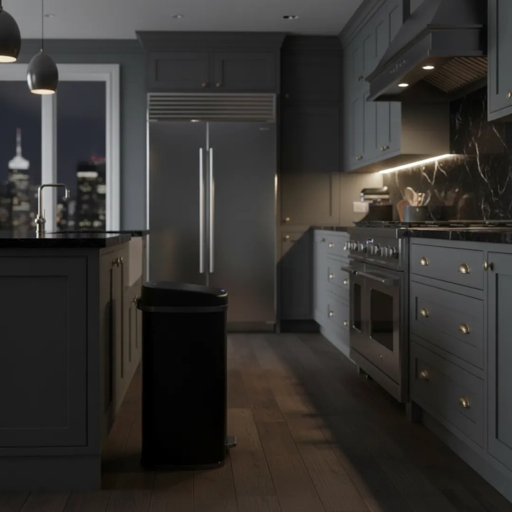 Coș de gunoi cu senzor DEUS, 58 litri, negru Jurhan