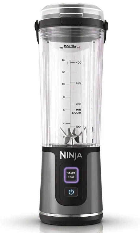 Blender portabil Ninja Blast BC151EUBK, 7.4W, 530 ml, 6 lame otel, Zdrobire gheata, Pana la 10 cicluri, Fara BPA, USB-C, Negru