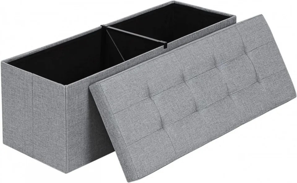 Bancheta cu spatiu depozitare, textil / MDF, gri, Songmics, LSF77G