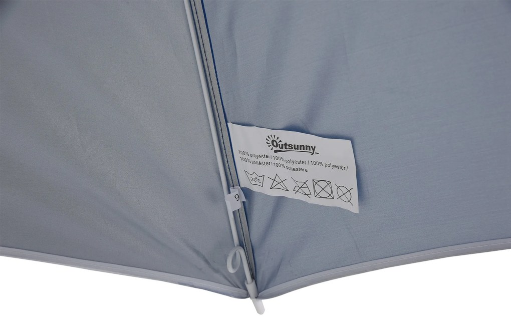 Outsunny Umbrelă de Plajă cu Perdea Laterală, Săculeți pentru Nisip și Țăruși, Ø220x220 cm, Albastru | Aosom Romania