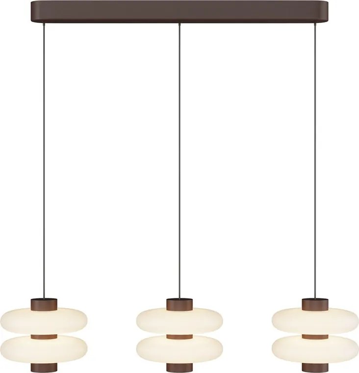 Lustra cu 3 pendule LED metal maro, sticla Nuvem