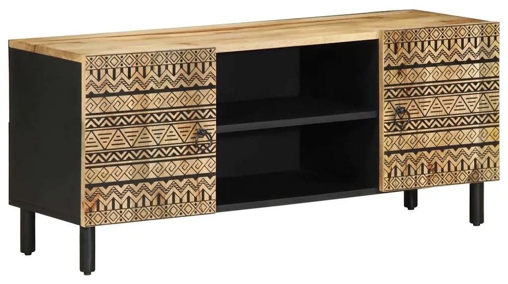 vidaXL Dulap TV, negru, 105x33,5x46 cm, lemn masiv de mango brut