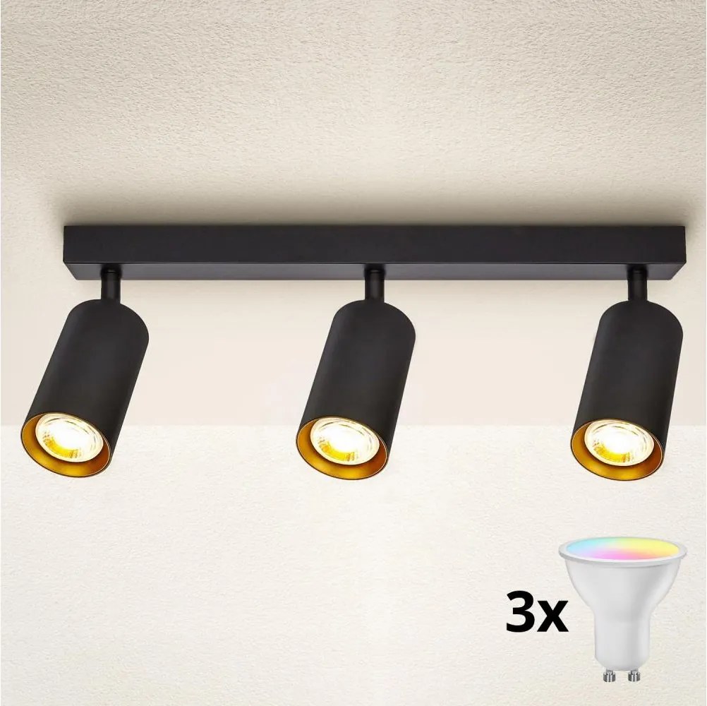 Brilagi - Spot LED dimabil SELE 3xGU10/6W/230V negru/auriu