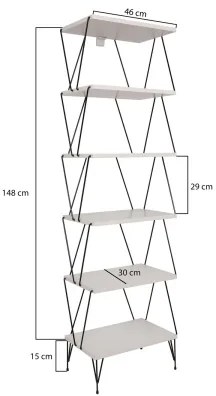 Bibliotecă BALABAN 165x48 cm albă/neagră