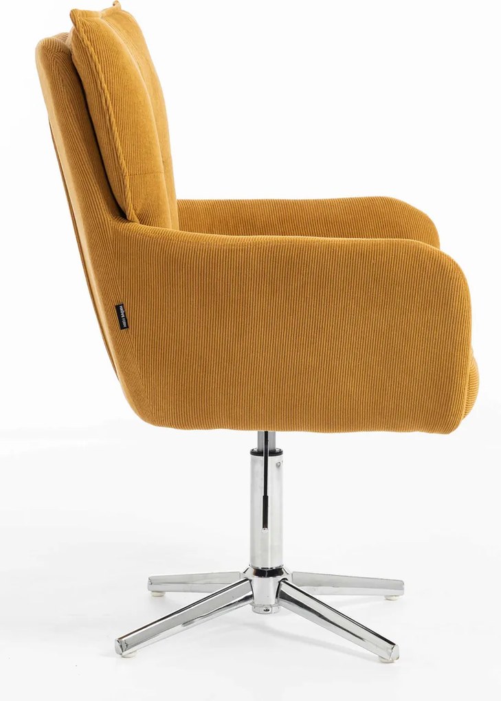 HR250CROSS Scaun Catifea Reiată Premium Ruloare Curry Galben Bază Cromata