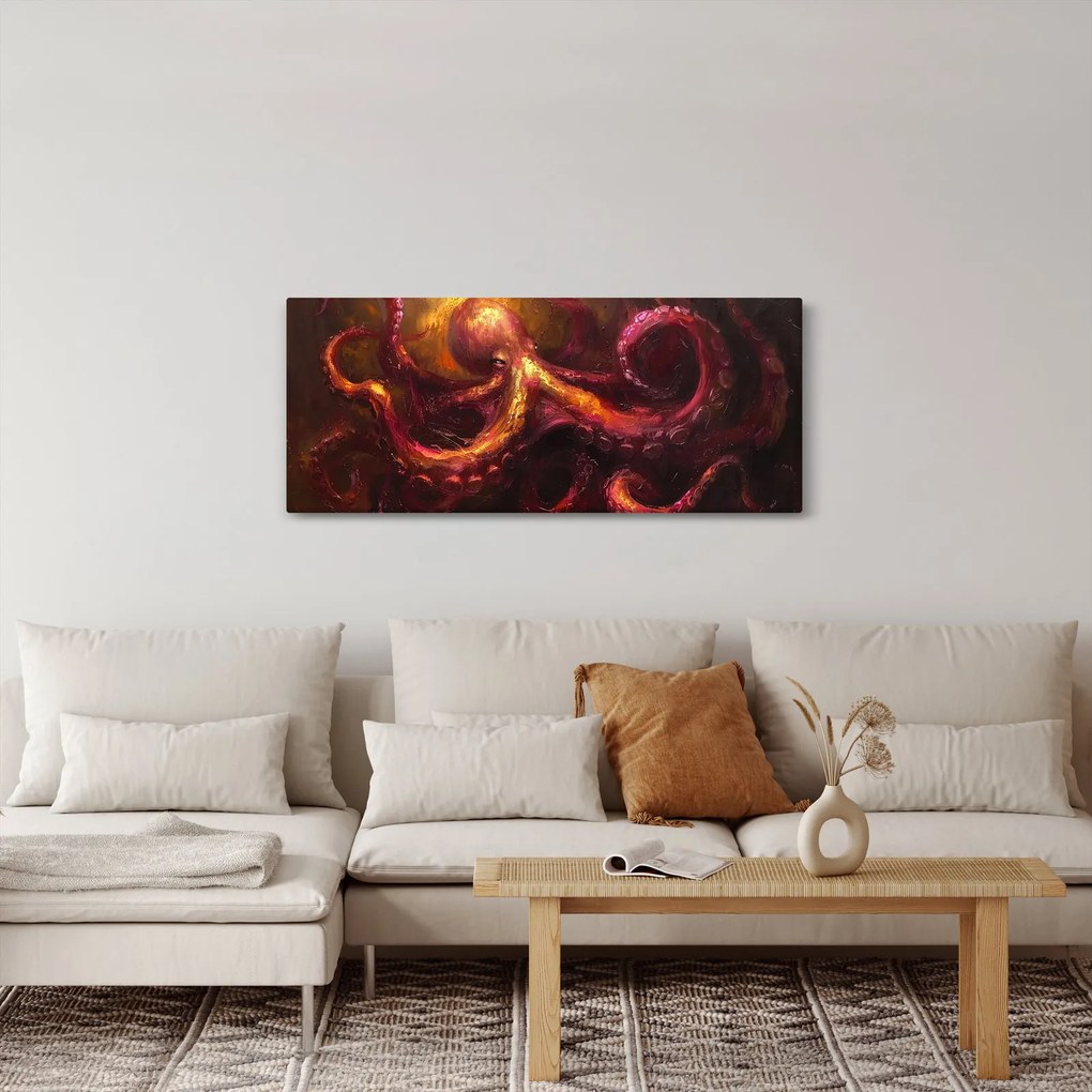 Tablou - Octopus, pictură în ulei (120x50 cm)