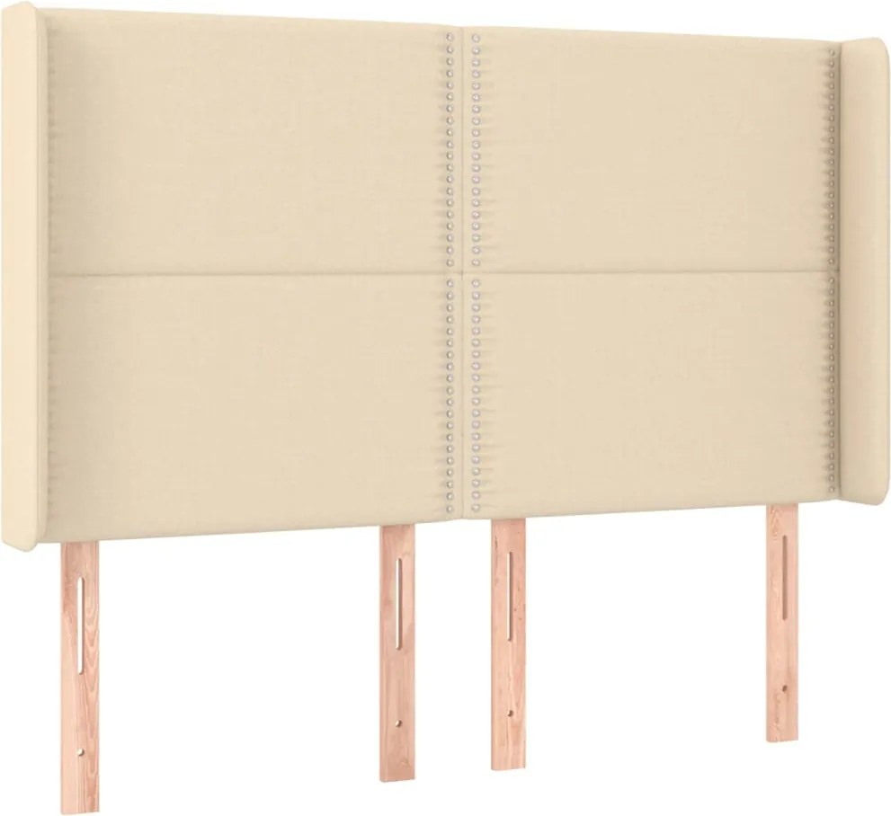 vidaXL Tăblie de pat cu aripioare, crem, 147x16x118/128 cm, textil