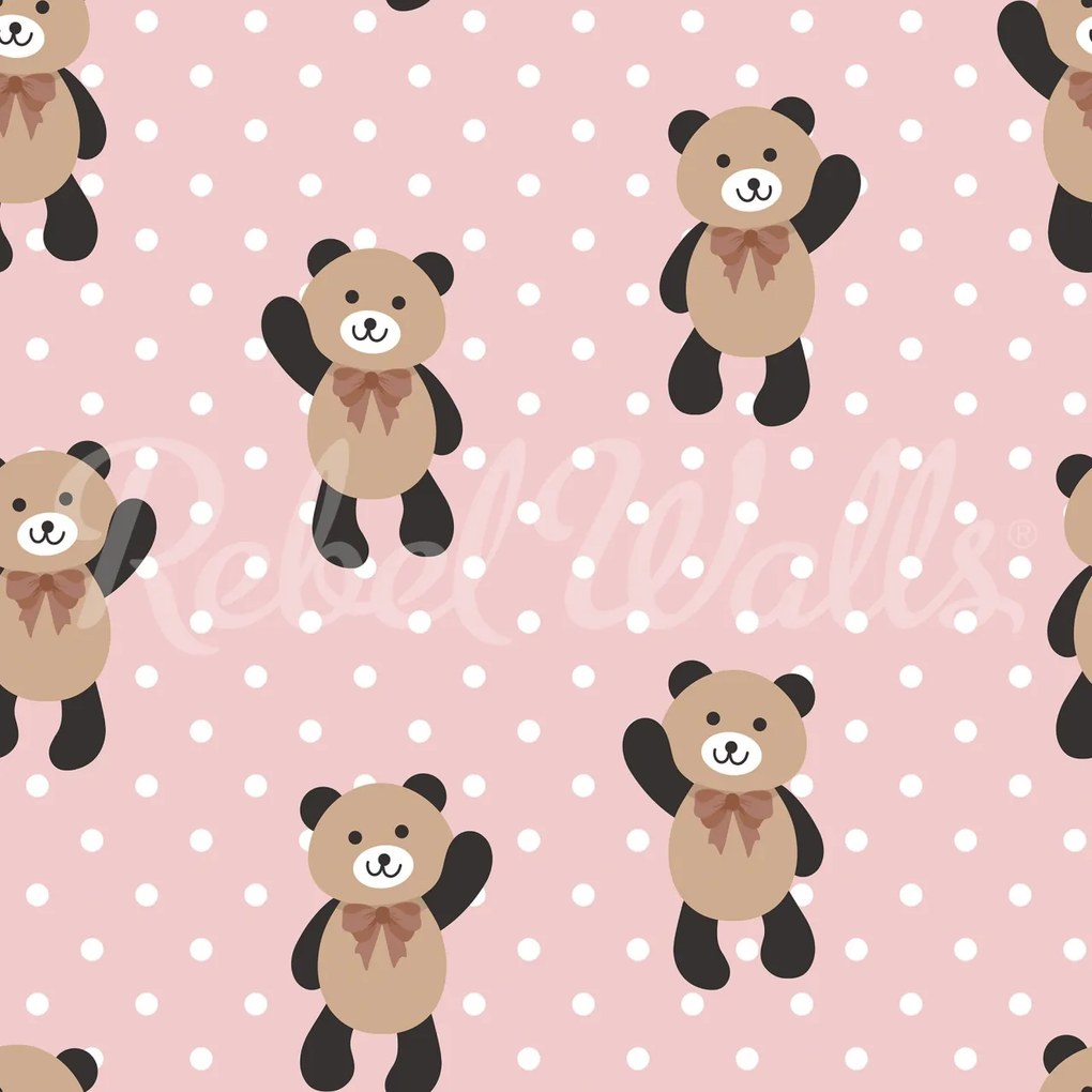 Fototapet, Hello Bear, Baby Pink, Rebel Walls