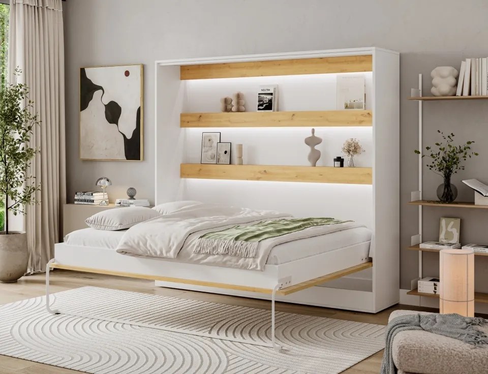 Pat rabatabil Devesto Horizontal Wall 160 Artisan Eiche LED, 200x160 cm – Artisan Eiche