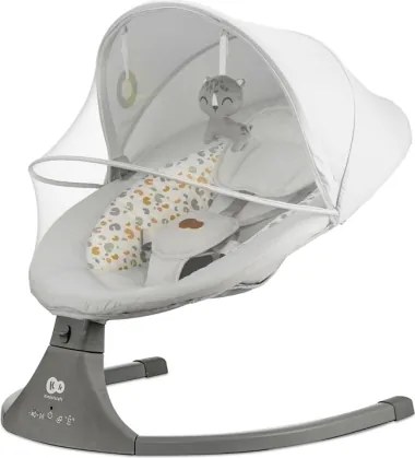 Leagăn cu vibrații și sunete pentru bebeluși 2 în 1 KINDERKRAFT LUMI gri deschis