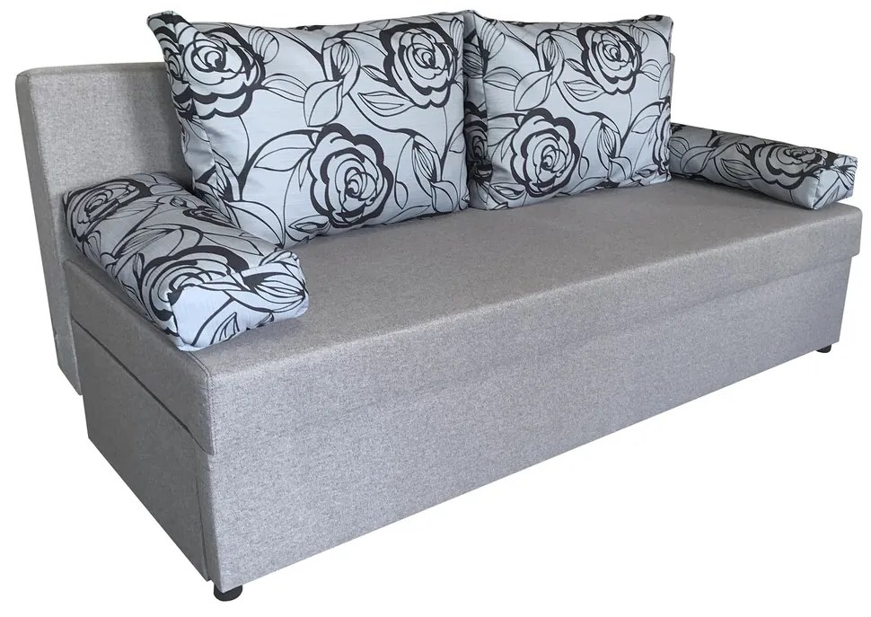 Canapea extensibila Odessa 185x85x80 cm, cu lada de depozitare, Grey Flower