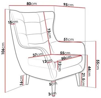 Fotoliu cu urechi Flerance (Gri) . Promo -16%. 1103806